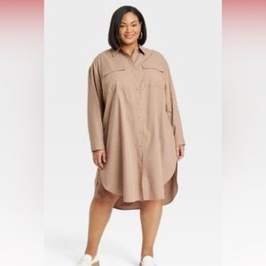 Women's Long Sleeve Button-Down Midi Shirtdress - Ava & Viv